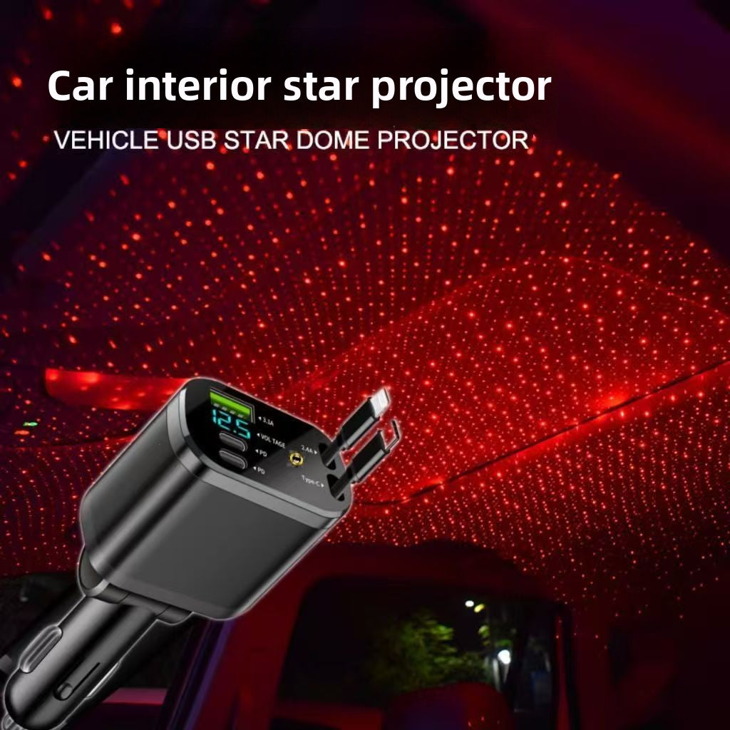 120W Retractable Car Charger with Multi-Port USB Fast Charging