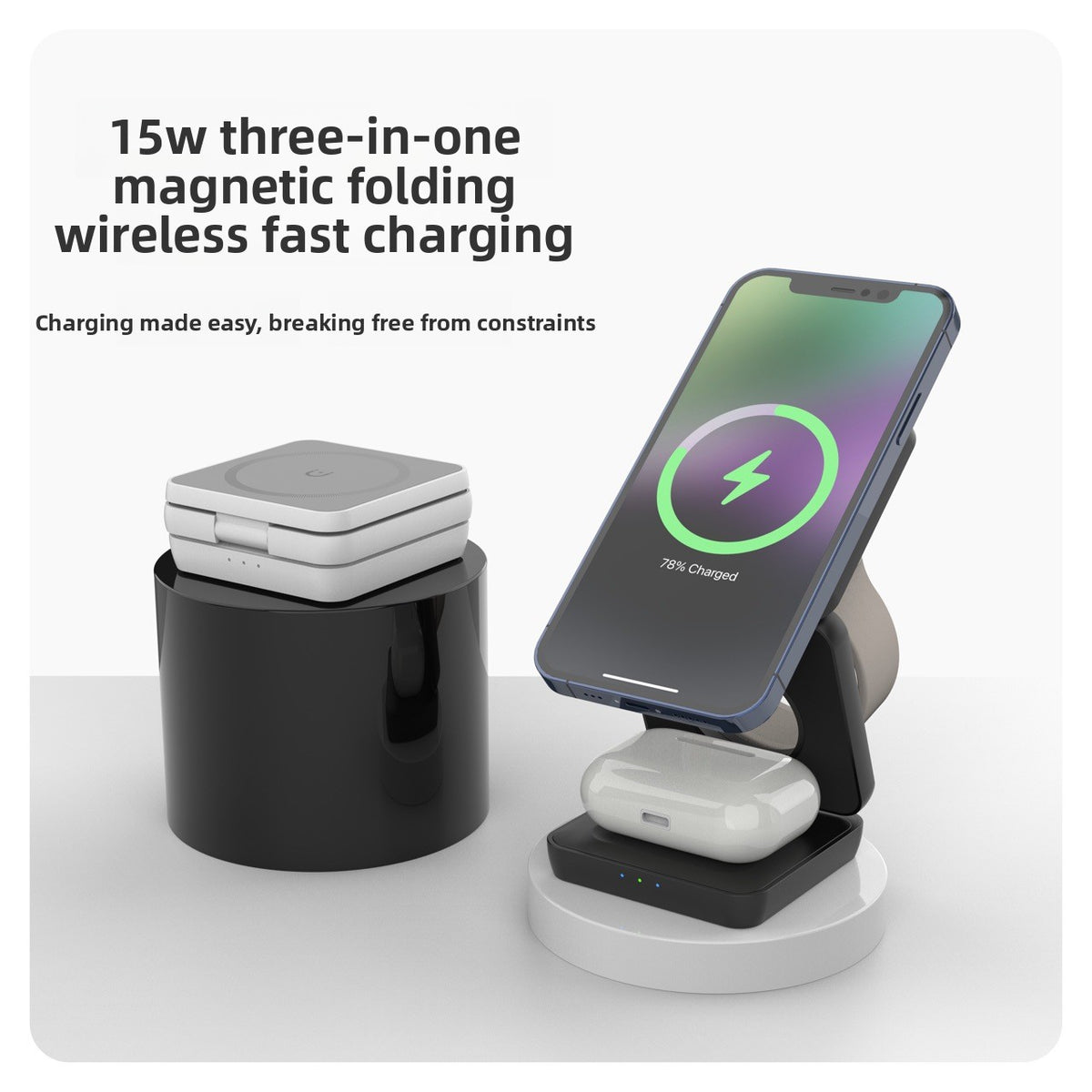Magnetic Wireless Charger with Foldable Stand