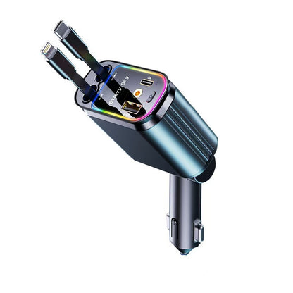 120W Retractable Car Charger with Multi-Port USB Fast Charging